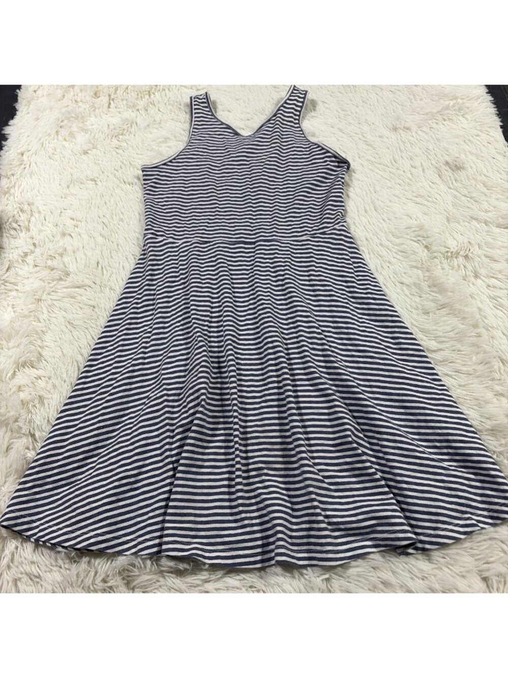 Old Navy girls blue striped coastal sundress L 10/12 preppy boating
